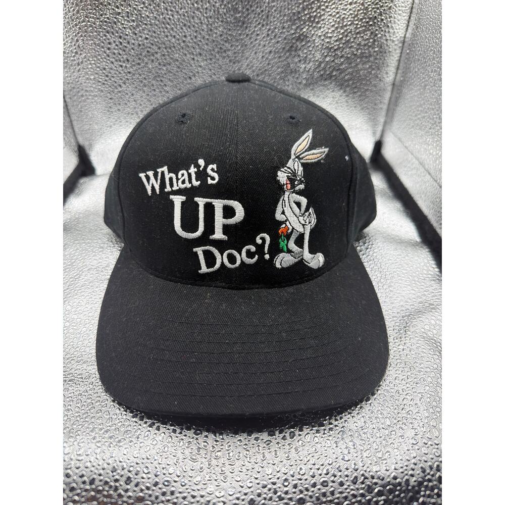 New Vintage WARNER BROS BUGS BUNNY Hat What’s Up Doc? Black SnapBack